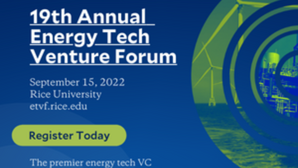 19th Annual Energy Tech Venture Forum Sept 15, 2022 Register today