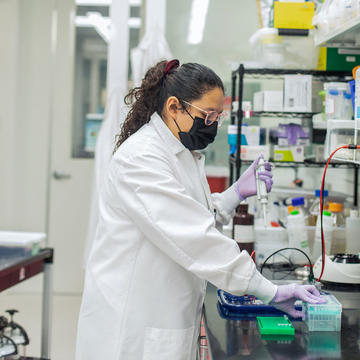 Female lab researcher